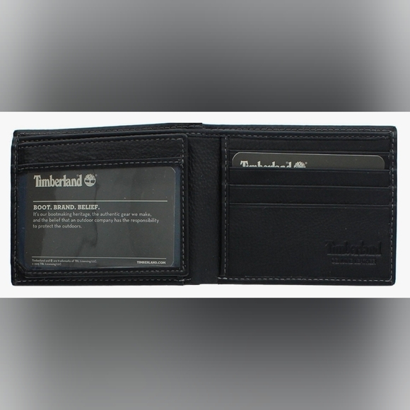 Timberland Men's Wellington Leather RFID Comnunter Security Black Wallet New - Picture 3 of 7